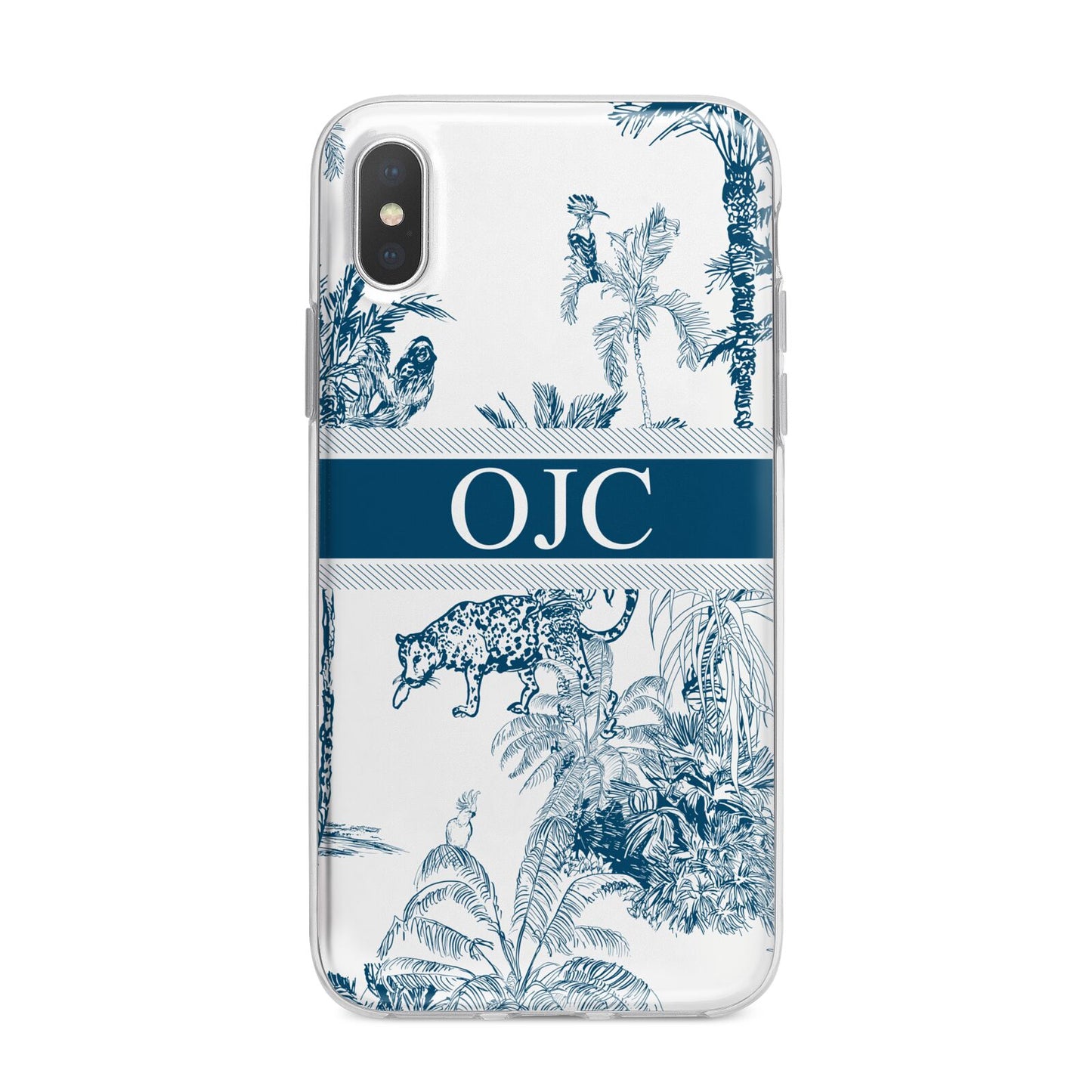 Personalised Tropical Toile iPhone X Bumper Case on Silver iPhone Alternative Image 1