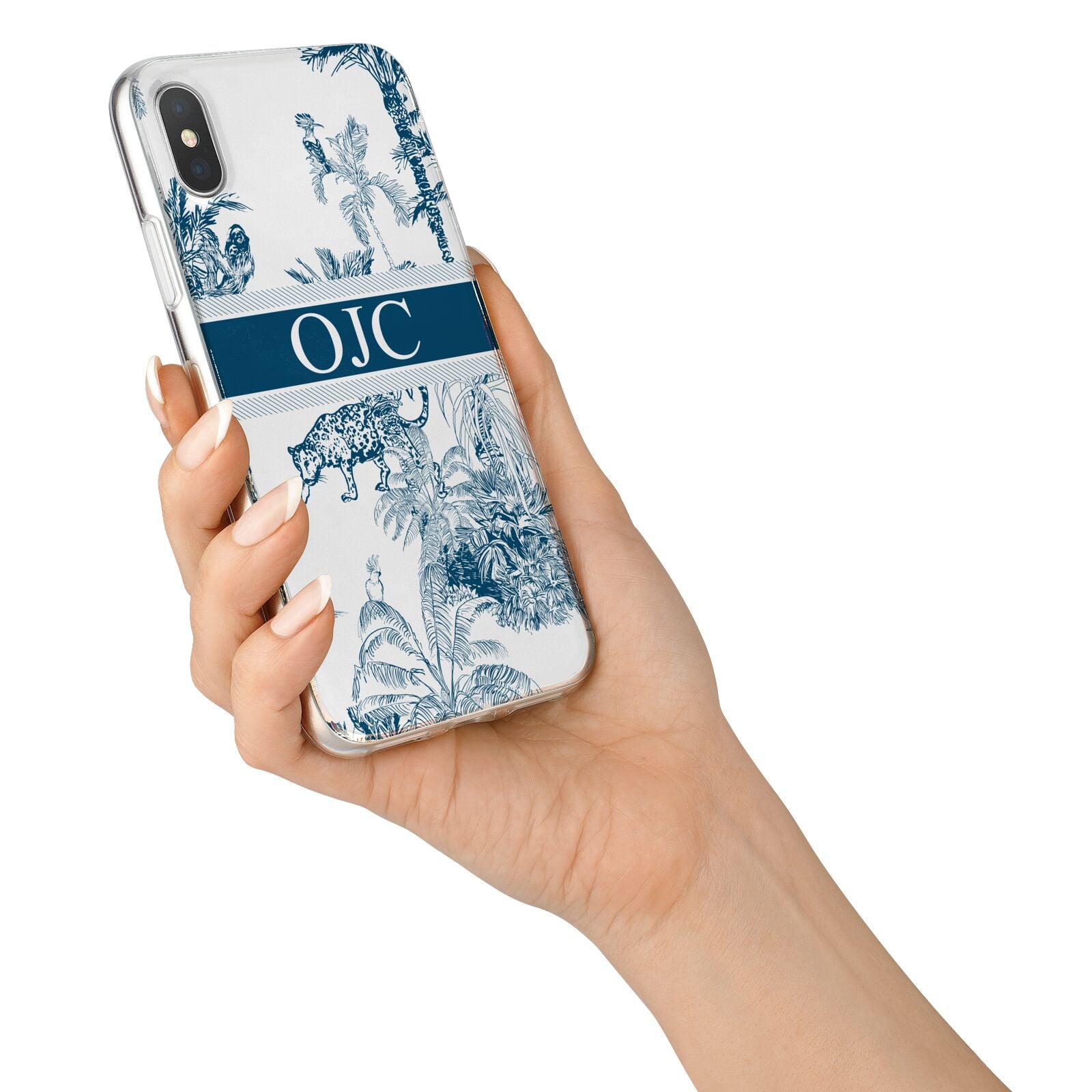 Personalised Tropical Toile iPhone X Bumper Case on Silver iPhone Alternative Image 2