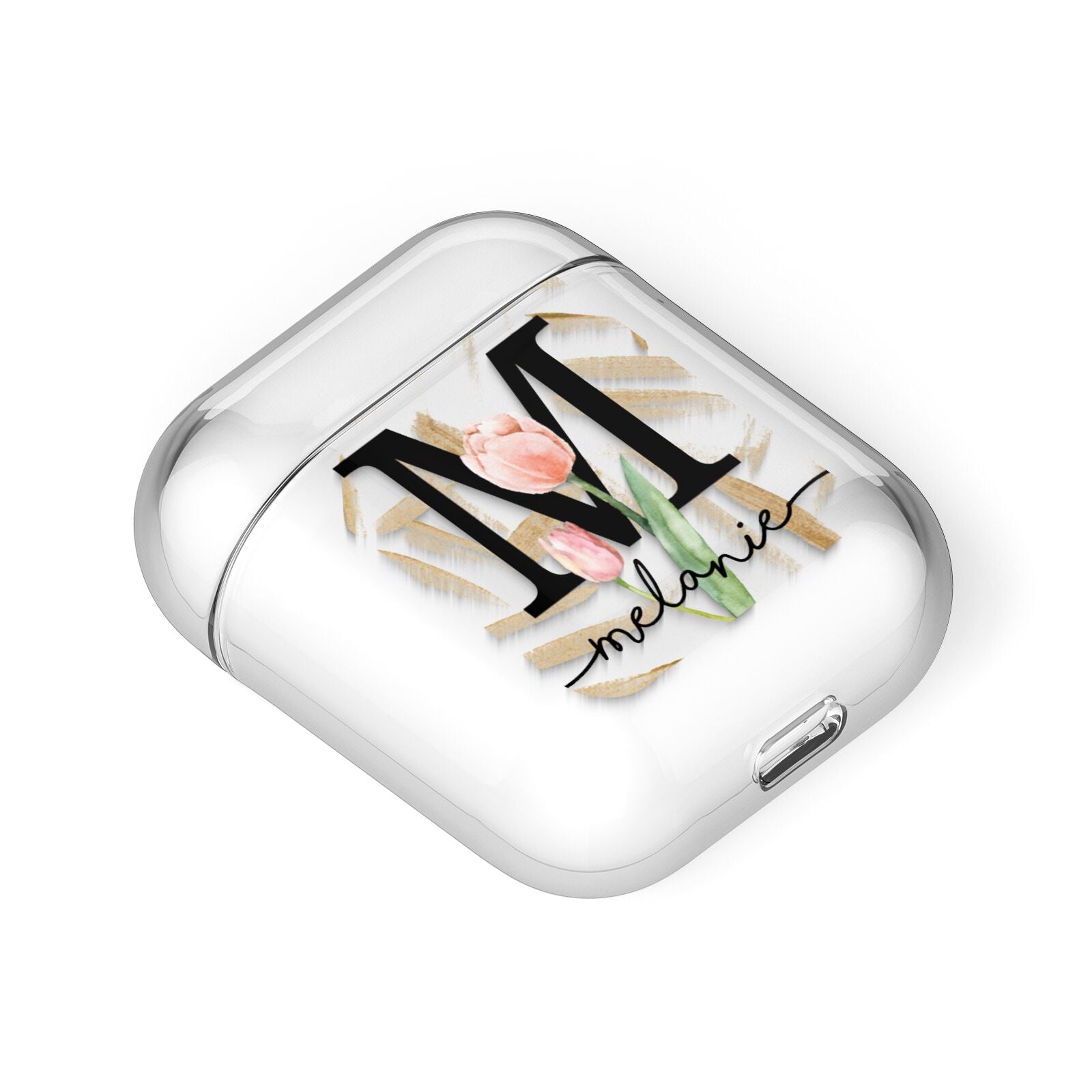 Personalised Tulip AirPods Case Laid Flat