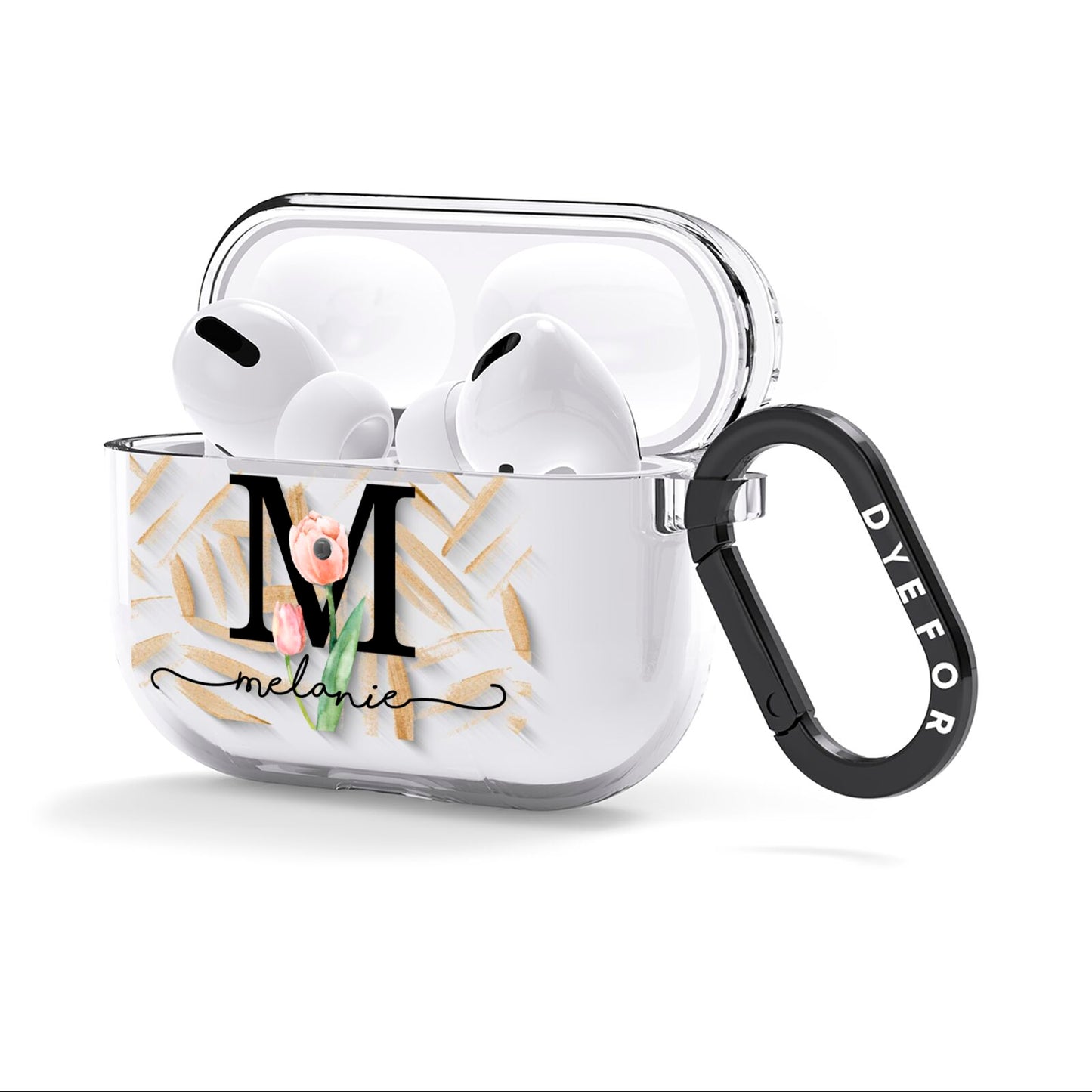 Personalised Tulip AirPods Clear Case 3rd Gen Side Image