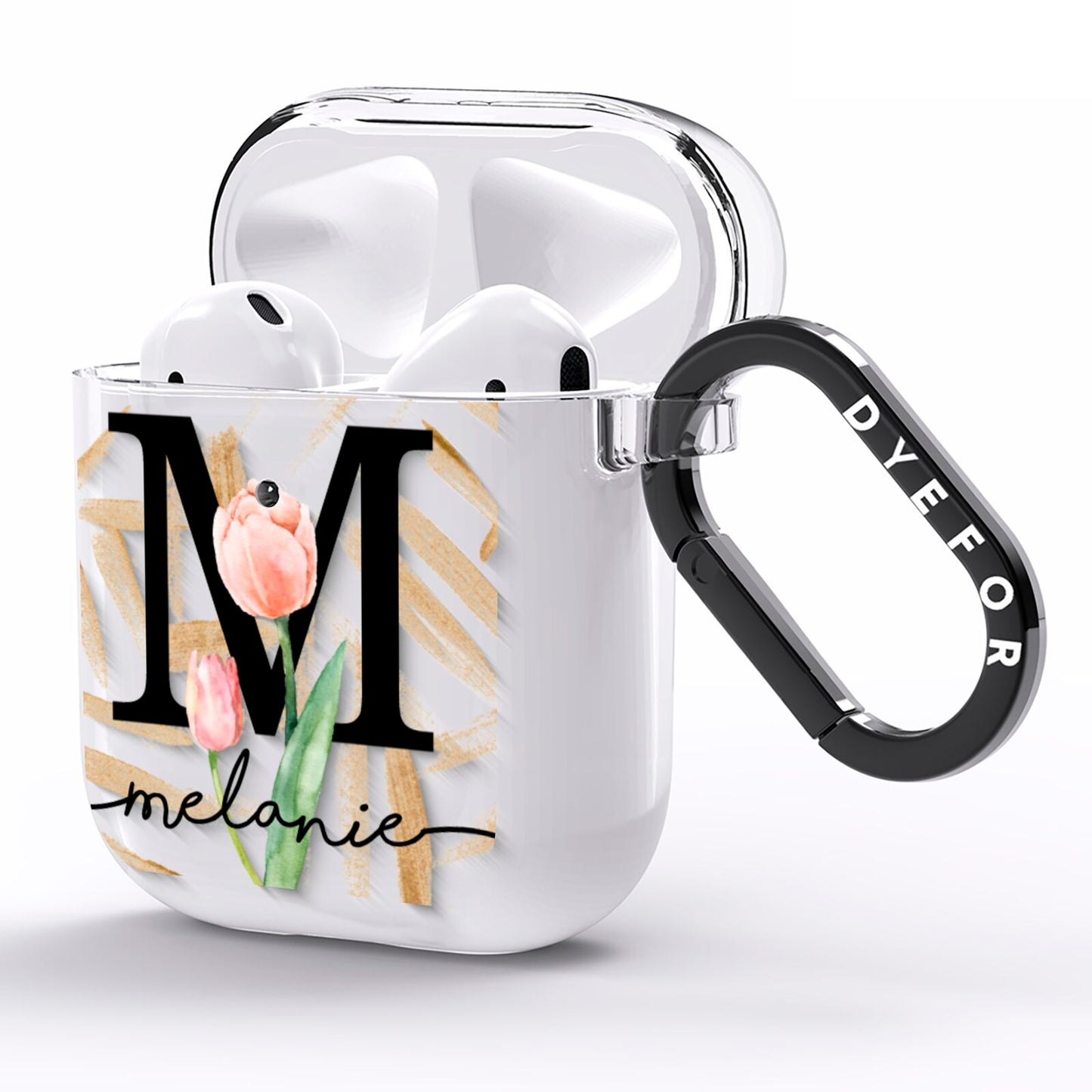 Personalised Tulip AirPods Clear Case Side Image