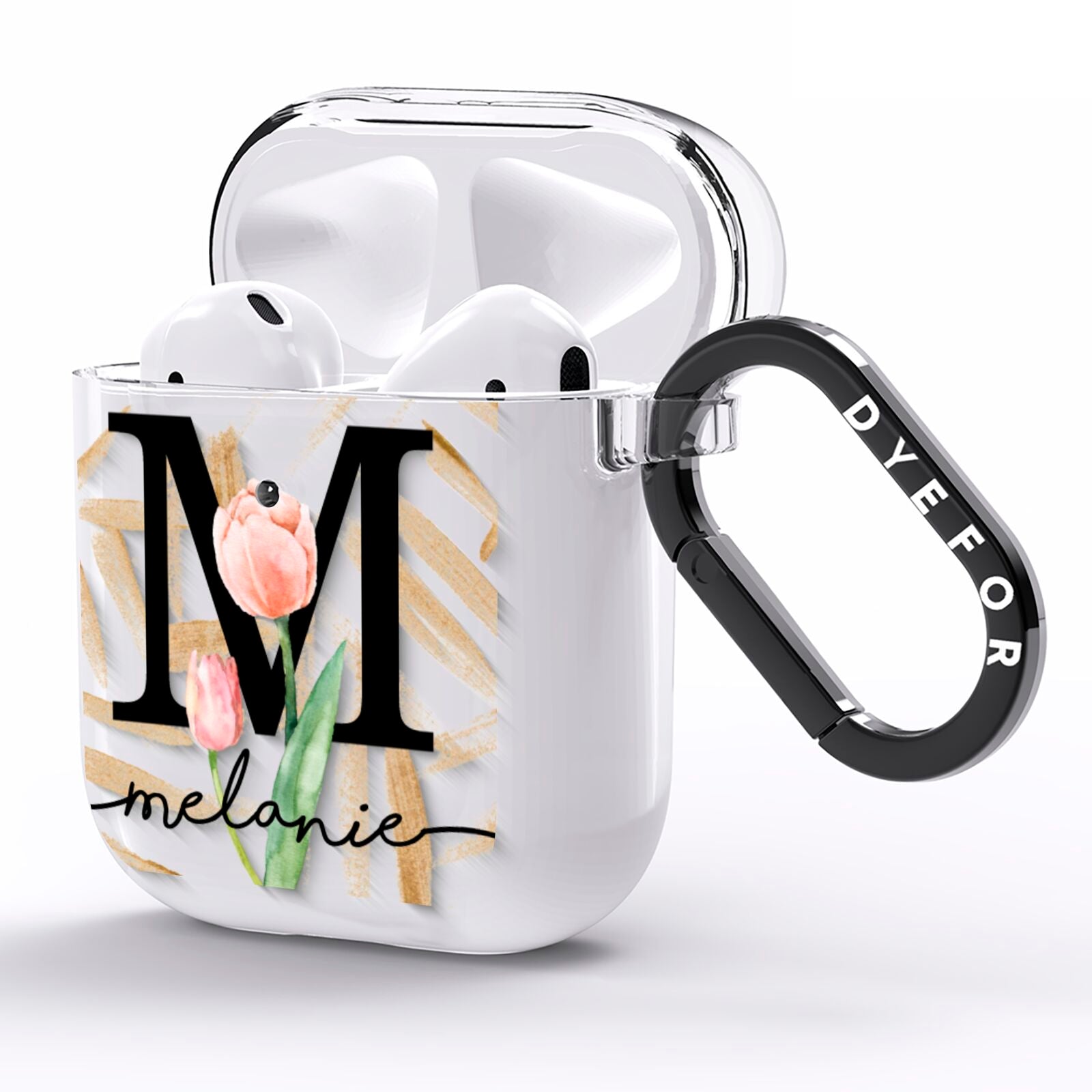 Personalised Tulip AirPods Clear Case Side Image