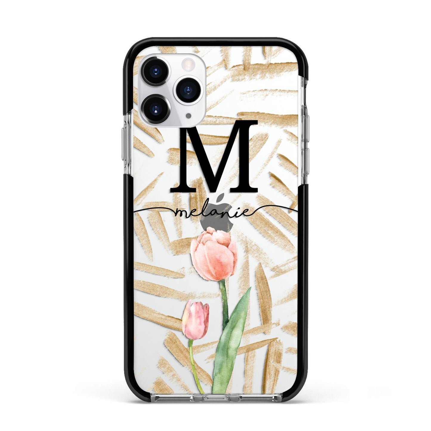 Personalised Tulip Apple iPhone 11 Pro in Silver with Black Impact Case
