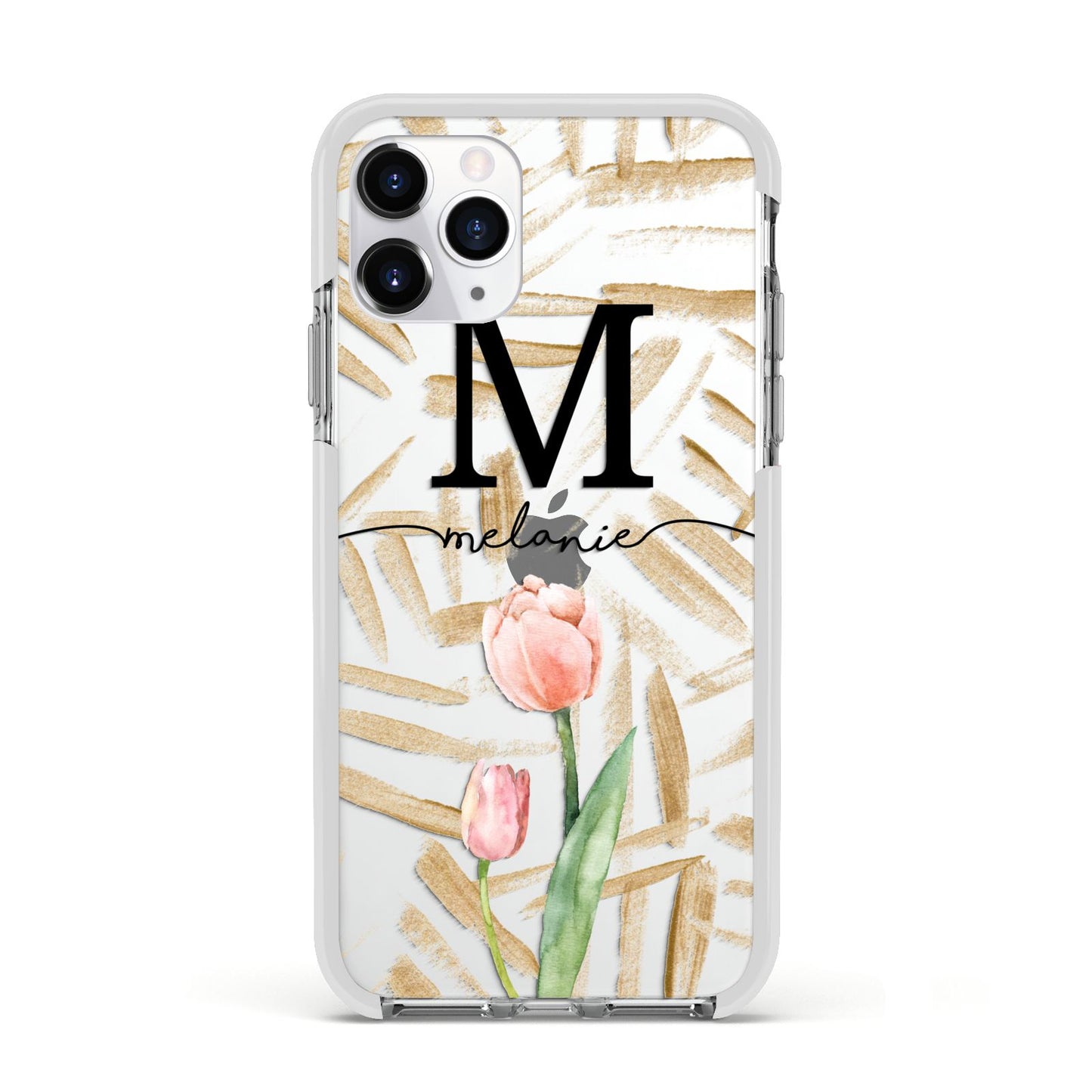 Personalised Tulip Apple iPhone 11 Pro in Silver with White Impact Case