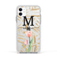 Personalised Tulip Apple iPhone 11 in White with White Impact Case