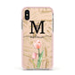 Personalised Tulip Apple iPhone Xs Impact Case Pink Edge on Gold Phone