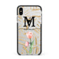 Personalised Tulip Apple iPhone Xs Max Impact Case Black Edge on Silver Phone
