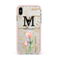 Personalised Tulip Apple iPhone Xs Max Impact Case Pink Edge on Silver Phone