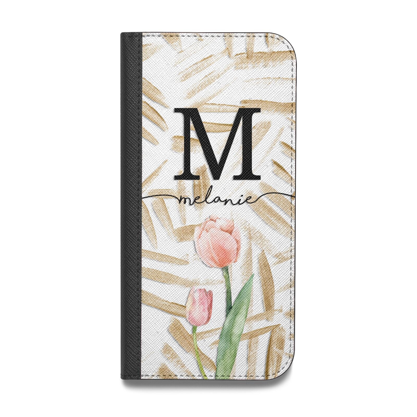 Personalised Tulip Vegan Leather Flip iPhone Case