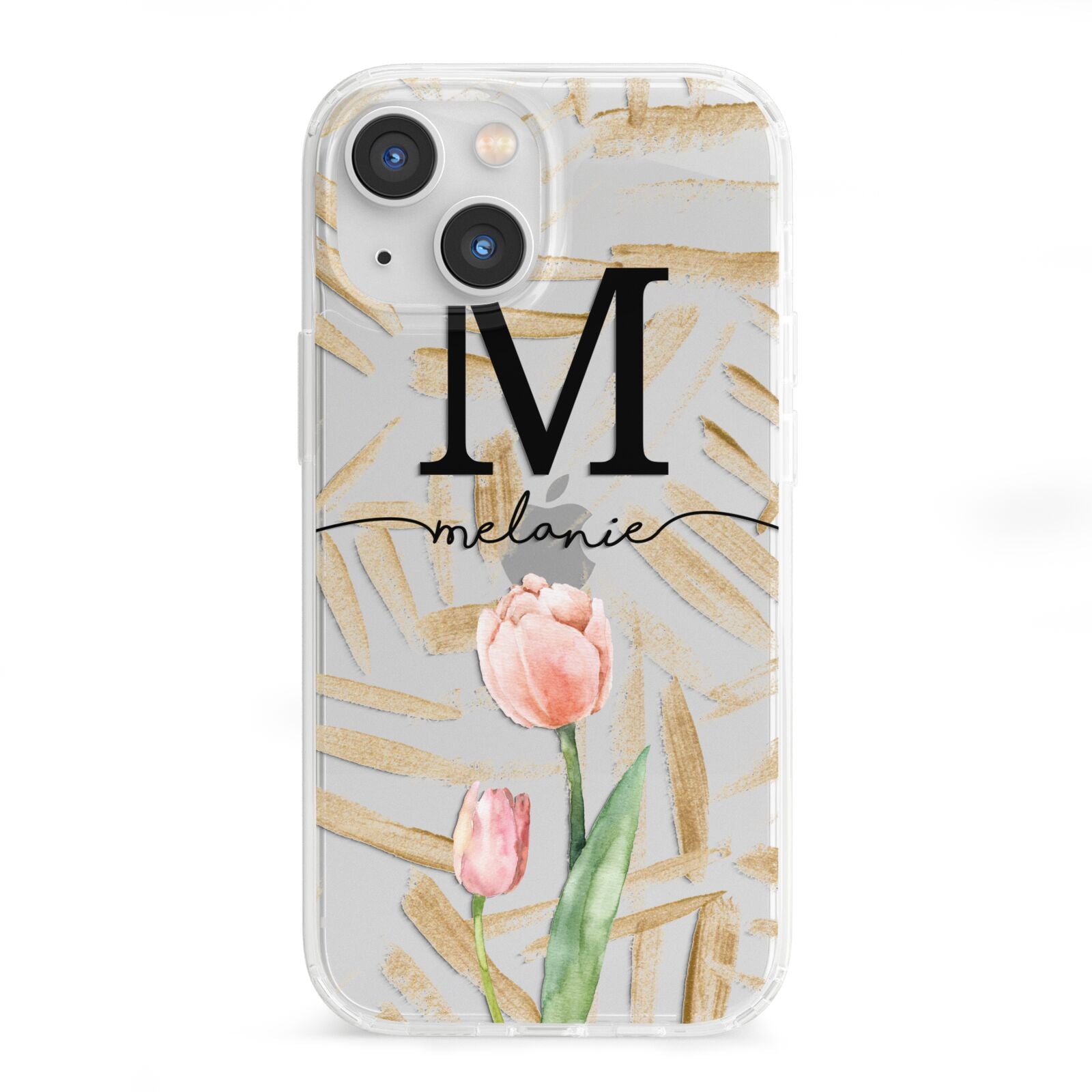 Personalised Tulip iPhone 13 Mini Clear Bumper Case