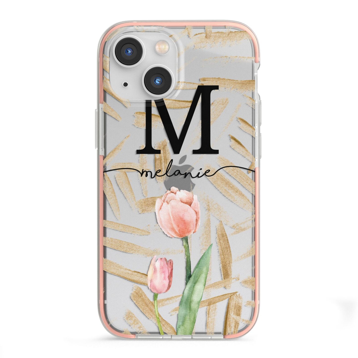 Personalised Tulip iPhone 13 Mini TPU Impact Case with Pink Edges