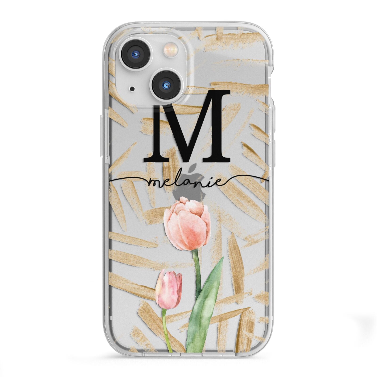Personalised Tulip iPhone 13 Mini TPU Impact Case with White Edges