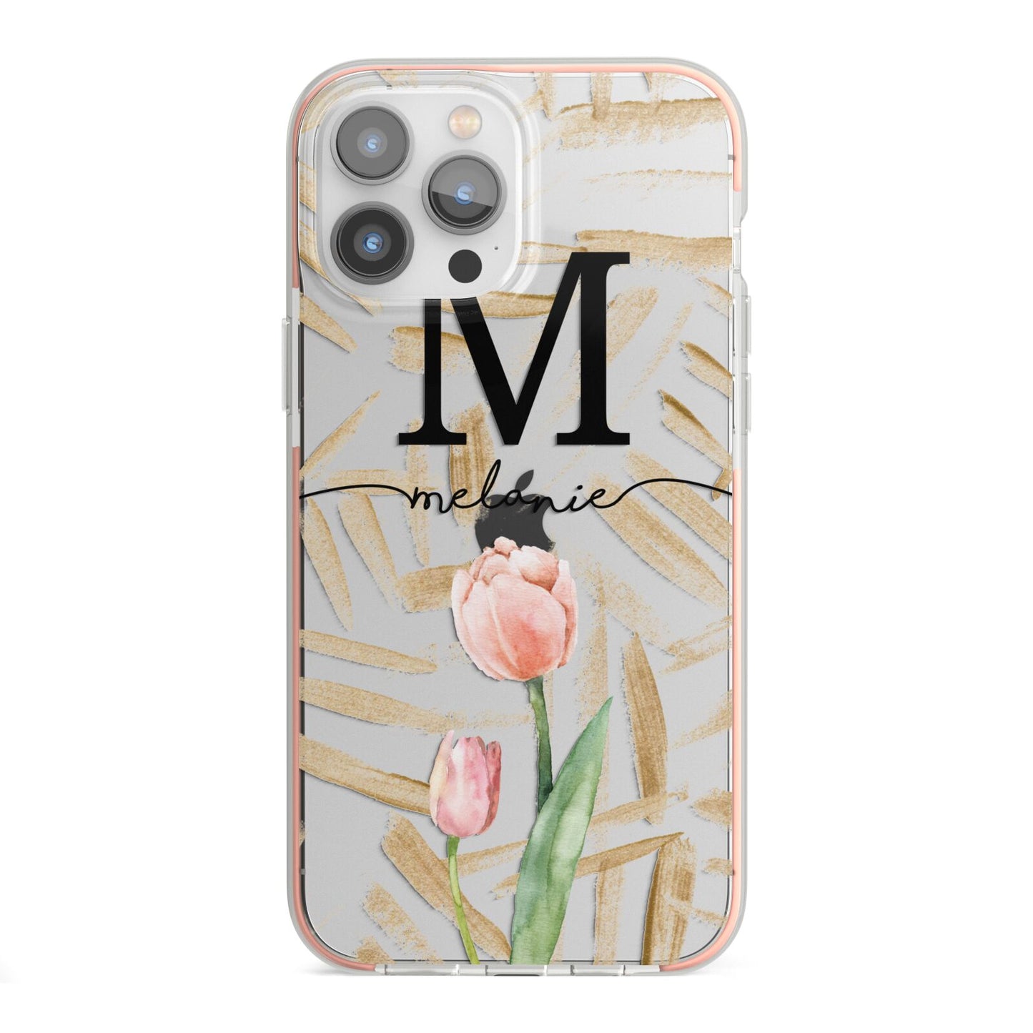 Personalised Tulip iPhone 13 Pro Max TPU Impact Case with Pink Edges