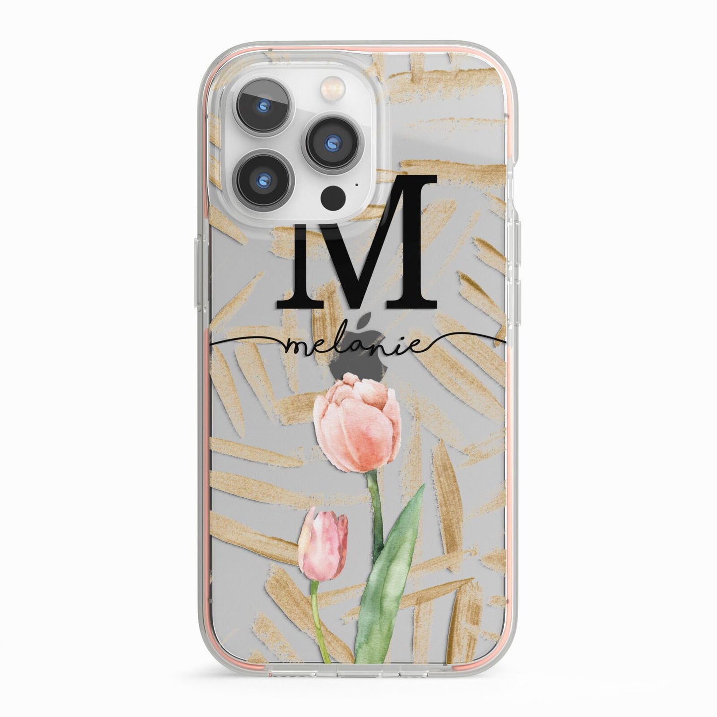 Personalised Tulip iPhone 13 Pro TPU Impact Case with Pink Edges