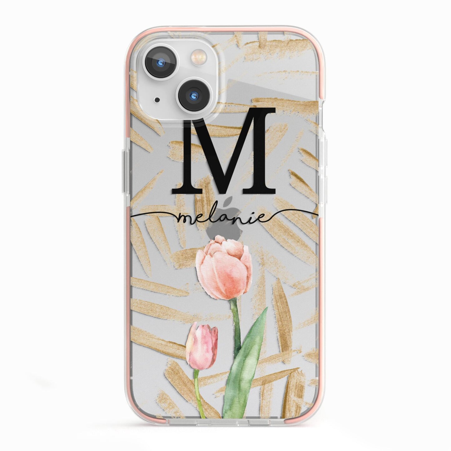 Personalised Tulip iPhone 13 TPU Impact Case with Pink Edges