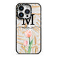 Personalised Tulip iPhone 14 Pro Black Impact Case on Silver phone