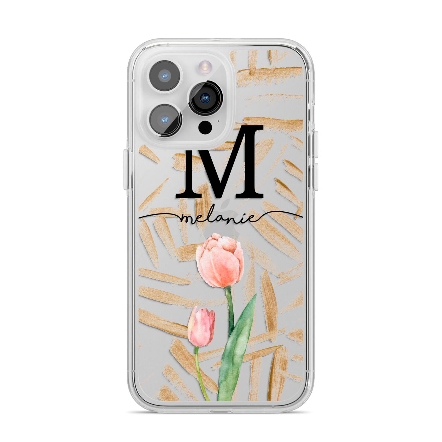 Personalised Tulip iPhone 14 Pro Max Clear Tough Case Silver