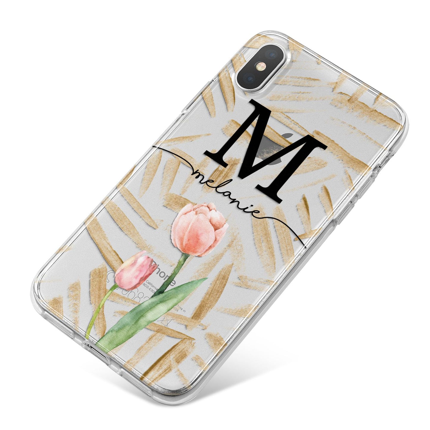 Personalised Tulip iPhone X Bumper Case on Silver iPhone