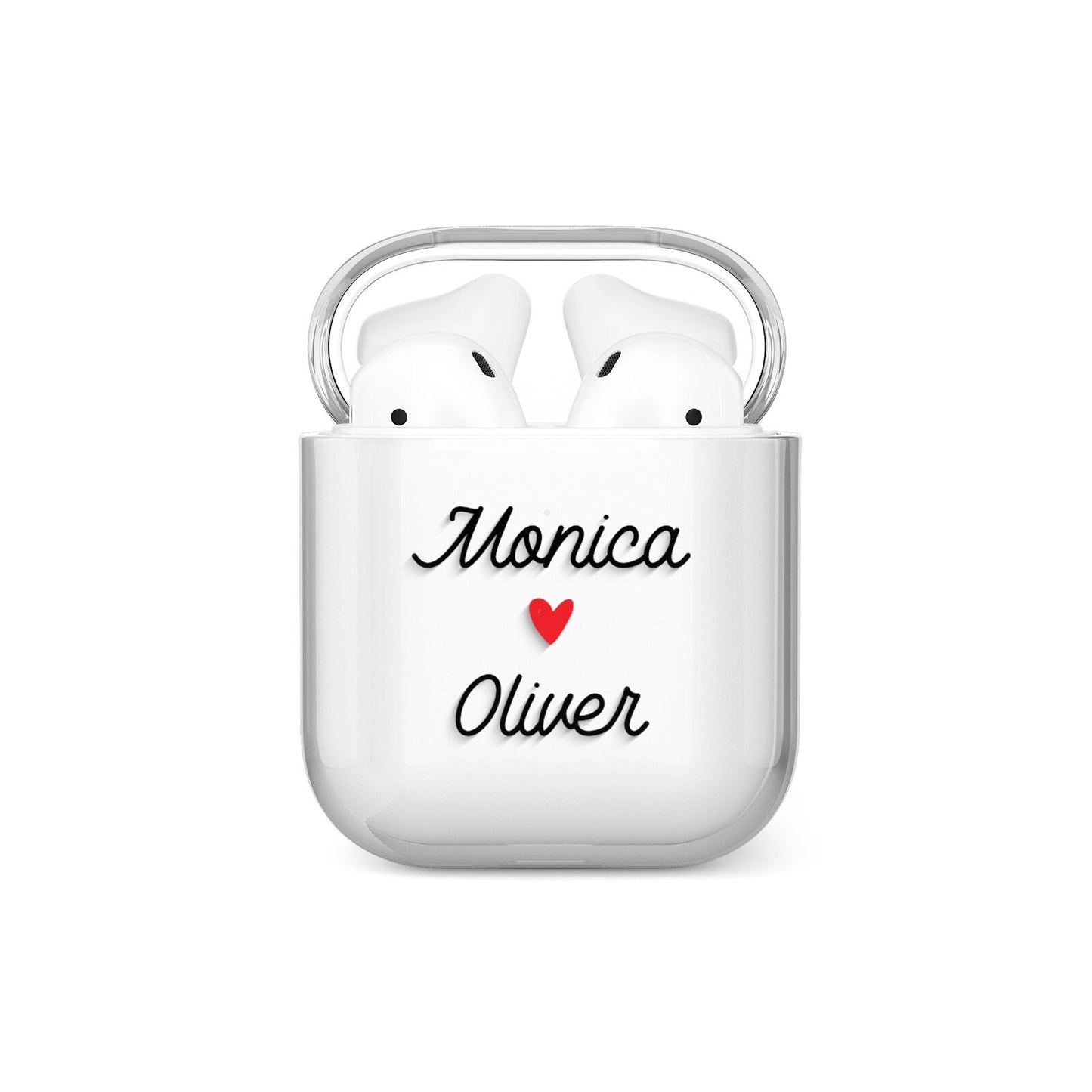 Personalised Two Names Couples Clear Custom Black AirPods Case