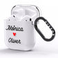 Personalised Two Names Couples Clear Custom Black AirPods Clear Case Side Image