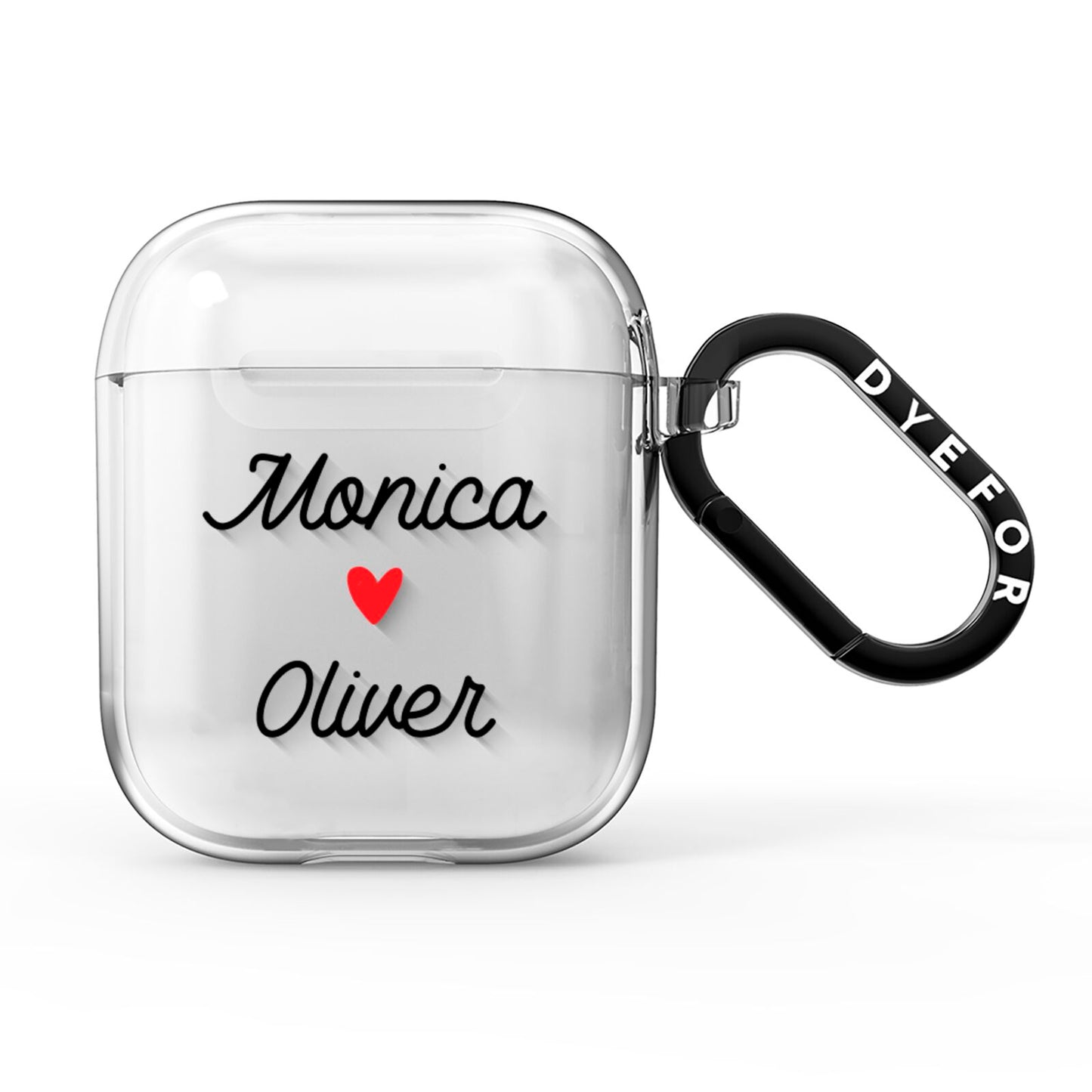 Personalised Two Names Couples Clear Custom Black AirPods Clear Case