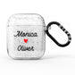 Personalised Two Names Couples Clear Custom Black AirPods Glitter Case