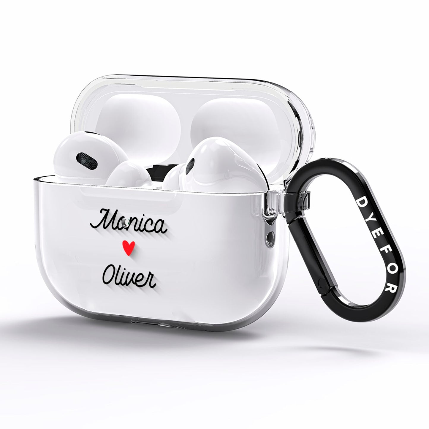 Personalised Two Names Couples Clear Custom Black AirPods Pro Clear Case Side Image