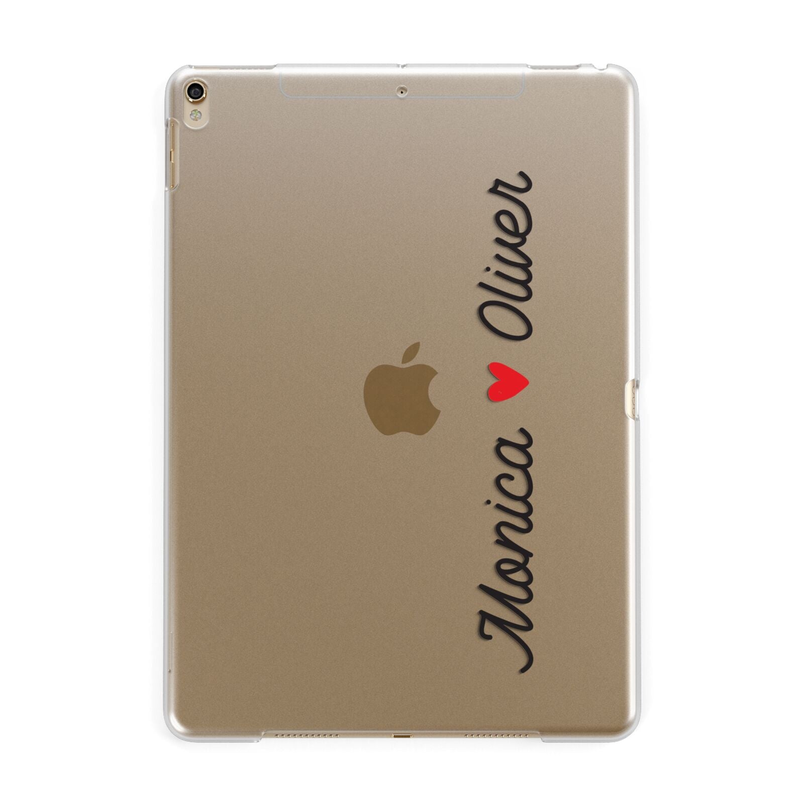 Personalised Two Names Couples Clear Custom Black Apple iPad Gold Case
