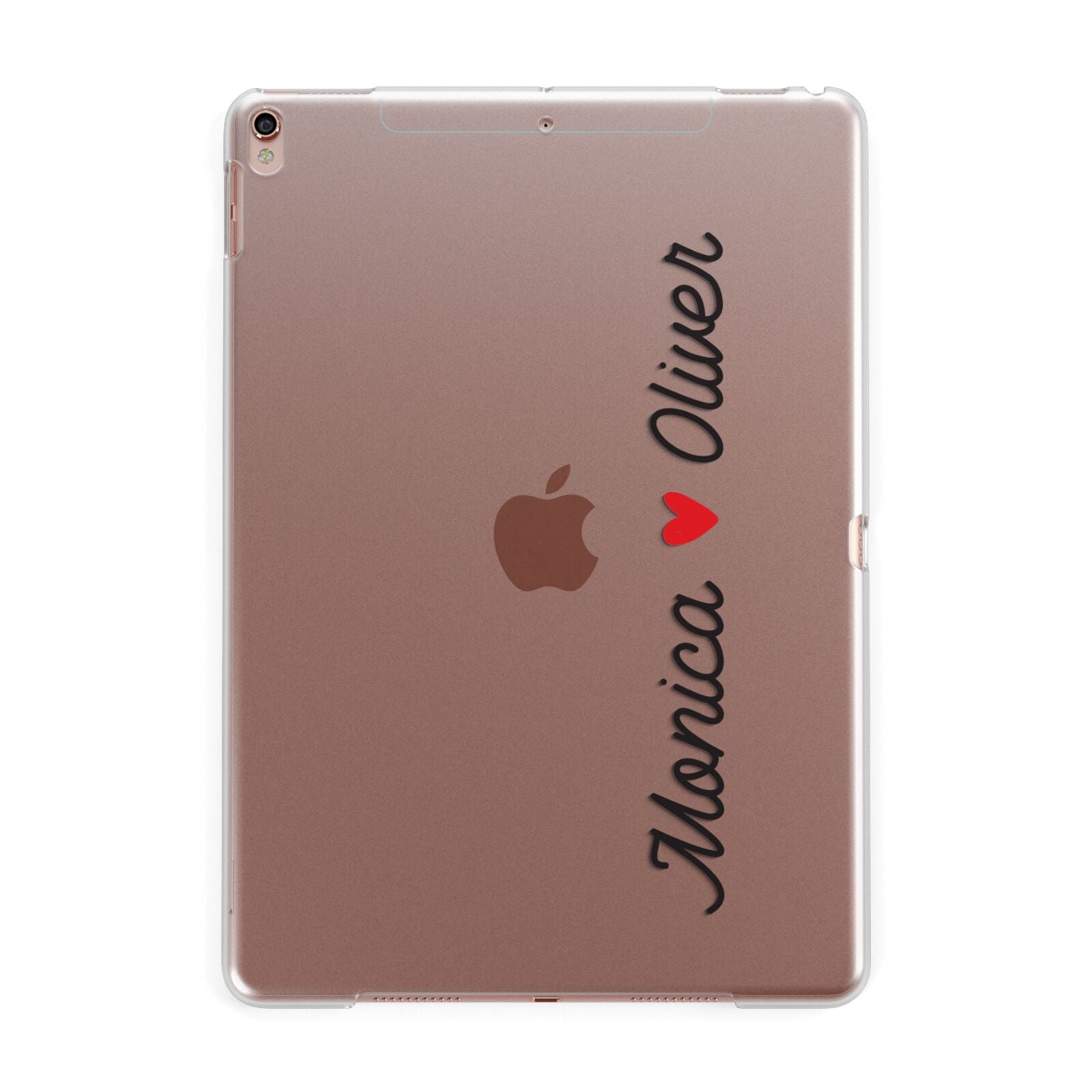 Personalised Two Names Couples Clear Custom Black Apple iPad Rose Gold Case