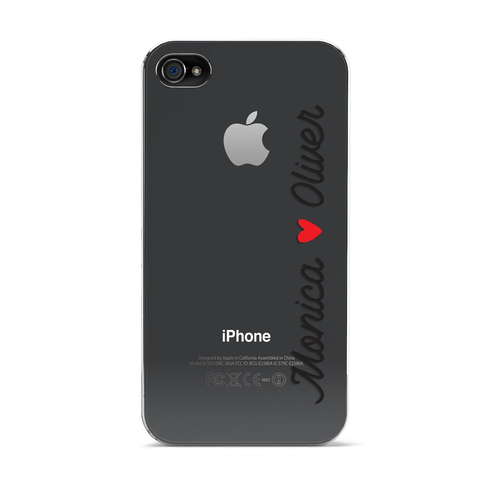 Personalised Two Names Couples Clear Custom Black Apple iPhone 4s Case