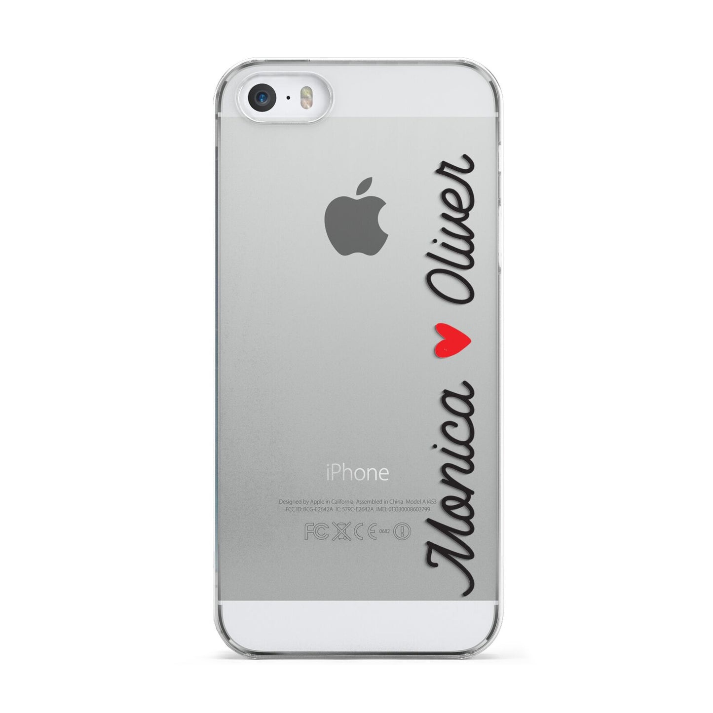 Personalised Two Names Couples Clear Custom Black Apple iPhone 5 Case