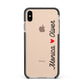 Personalised Two Names Couples Clear Custom Black Apple iPhone Xs Max Impact Case Black Edge on Gold Phone