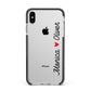 Personalised Two Names Couples Clear Custom Black Apple iPhone Xs Max Impact Case Black Edge on Silver Phone