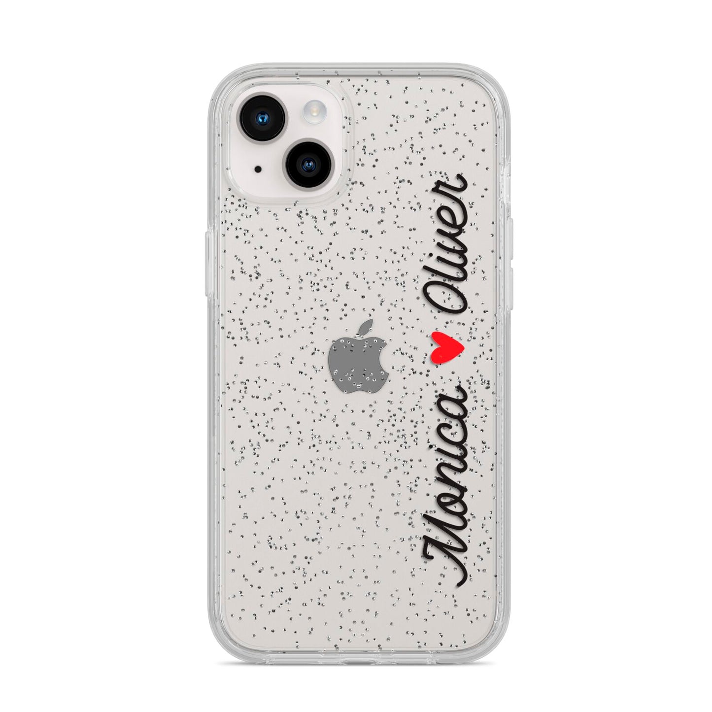 Personalised Two Names Couples Clear Custom Black iPhone 14 Plus Glitter Tough Case Starlight