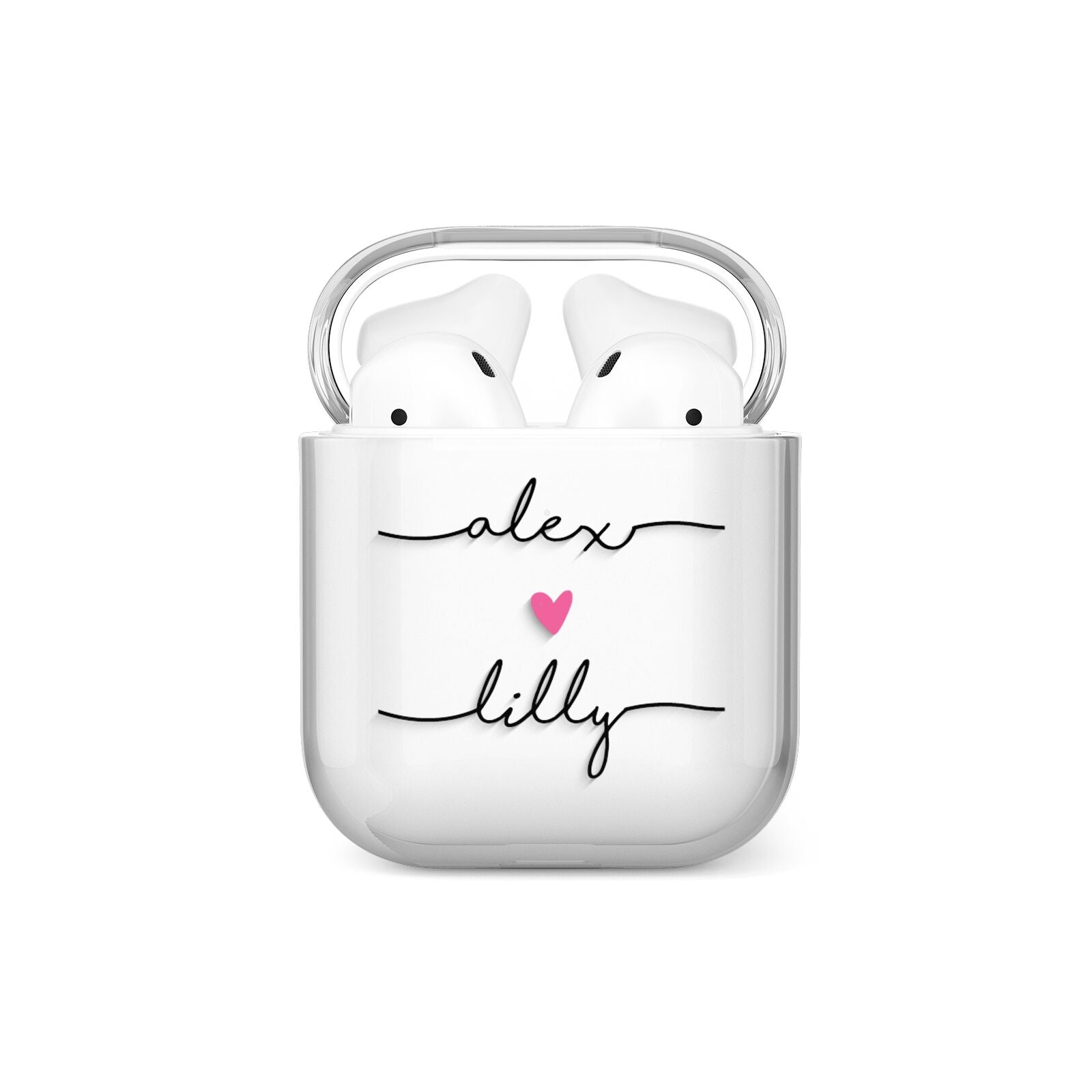 Personalised Two Names For Couples Heart Clear AirPods Case