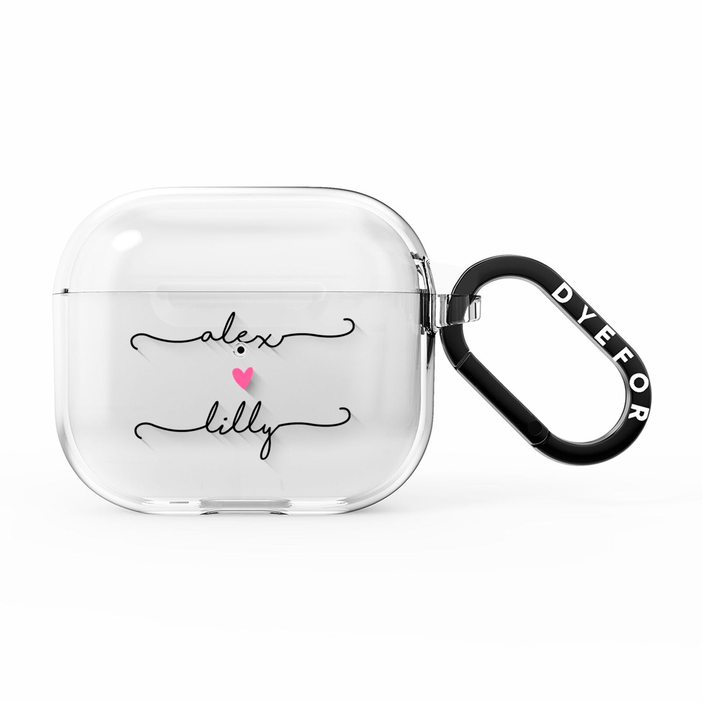 Personalised Two Names For Couples Heart Clear AirPods Clear Case 3rd Gen
