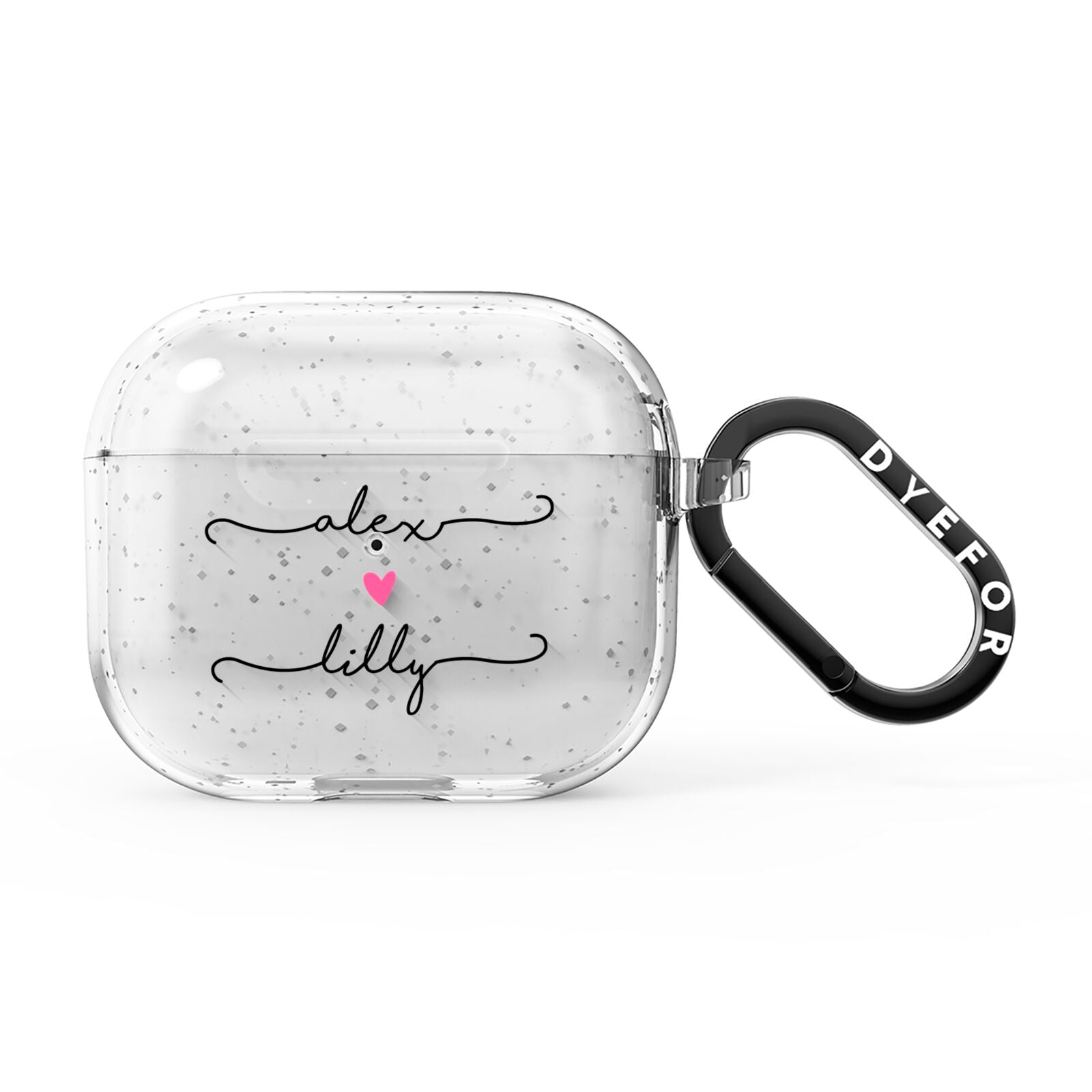 Personalised Two Names For Couples Heart Clear AirPods Glitter Case 3rd Gen