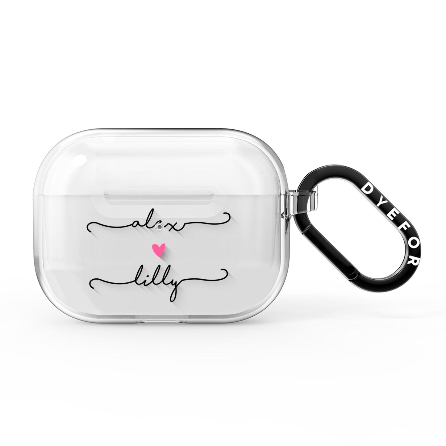 Personalised Two Names For Couples Heart Clear AirPods Pro Clear Case