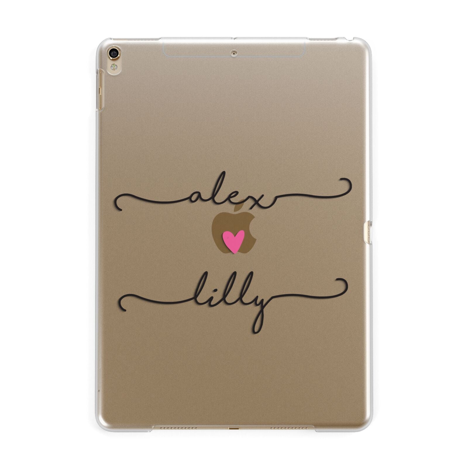 Personalised Two Names For Couples Heart Clear Apple iPad Gold Case