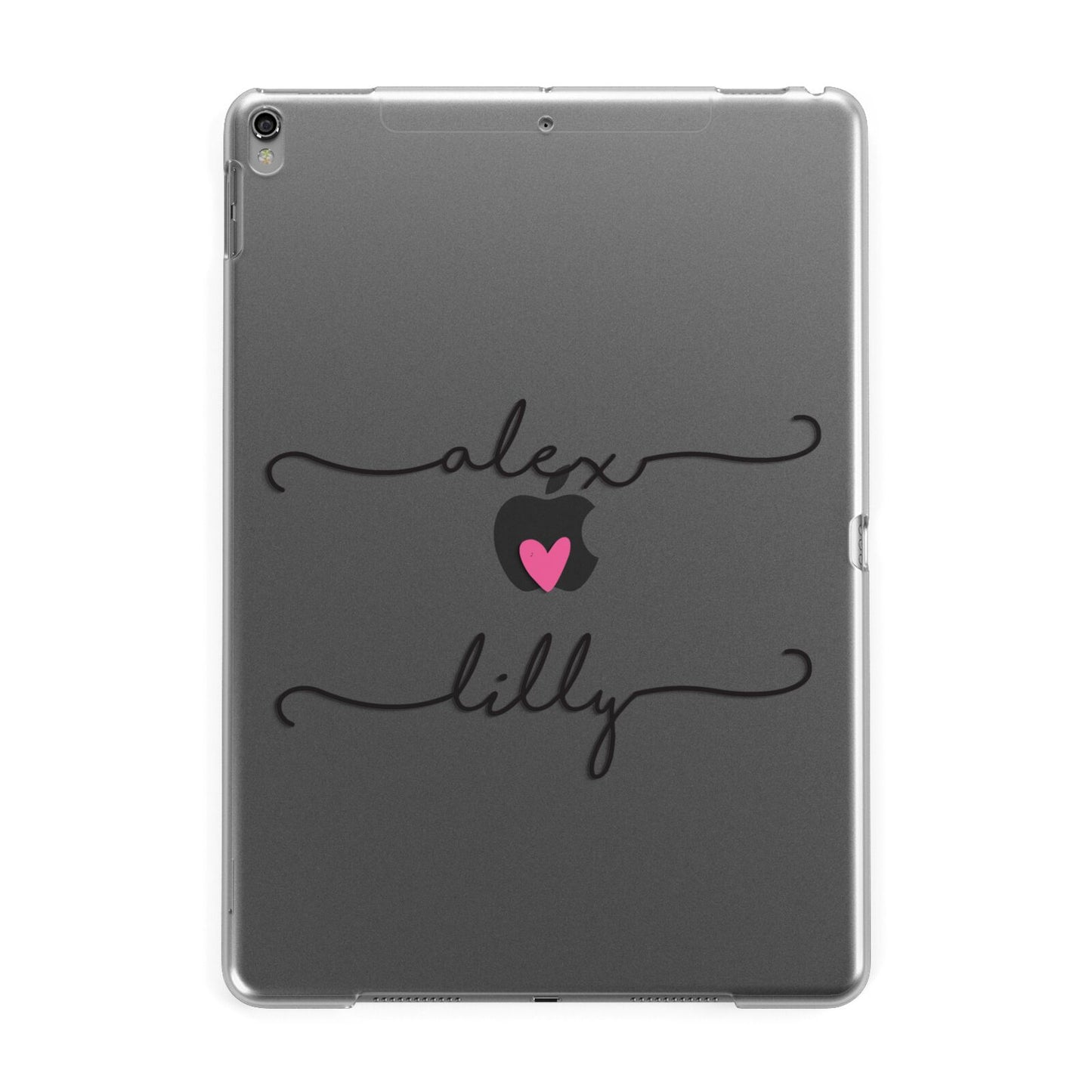 Personalised Two Names For Couples Heart Clear Apple iPad Grey Case