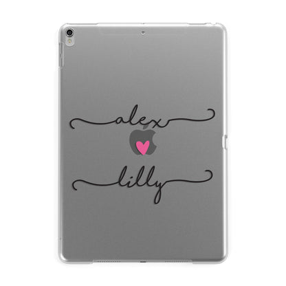 Personalised Two Names For Couples Heart Clear Apple iPad Silver Case