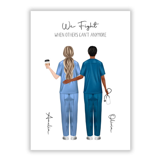 Personalised Two Nurses A5 Flat Greetings Card