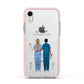 Personalised Two Nurses Apple iPhone XR Impact Case Pink Edge on Silver Phone