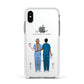 Personalised Two Nurses Apple iPhone Xs Impact Case White Edge on Silver Phone
