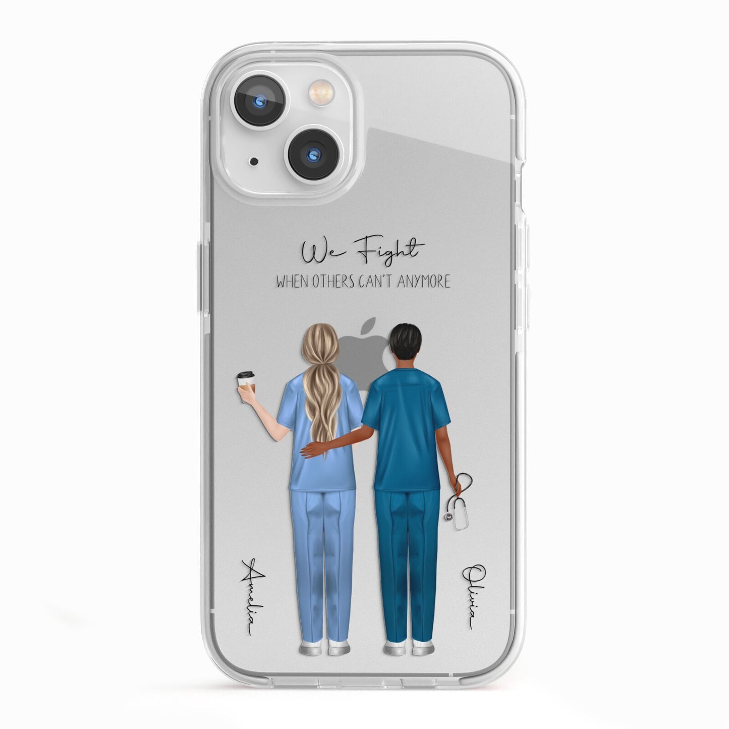 Personalised Two Nurses iPhone 13 TPU Impact Case with White Edges