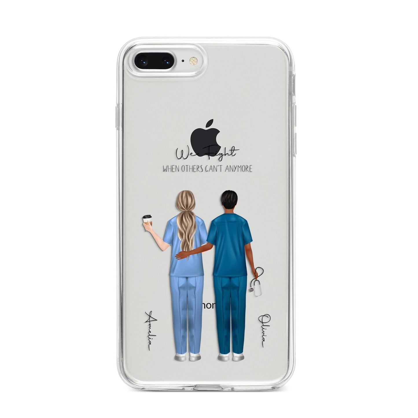 Personalised Two Nurses iPhone 8 Plus Bumper Case on Silver iPhone