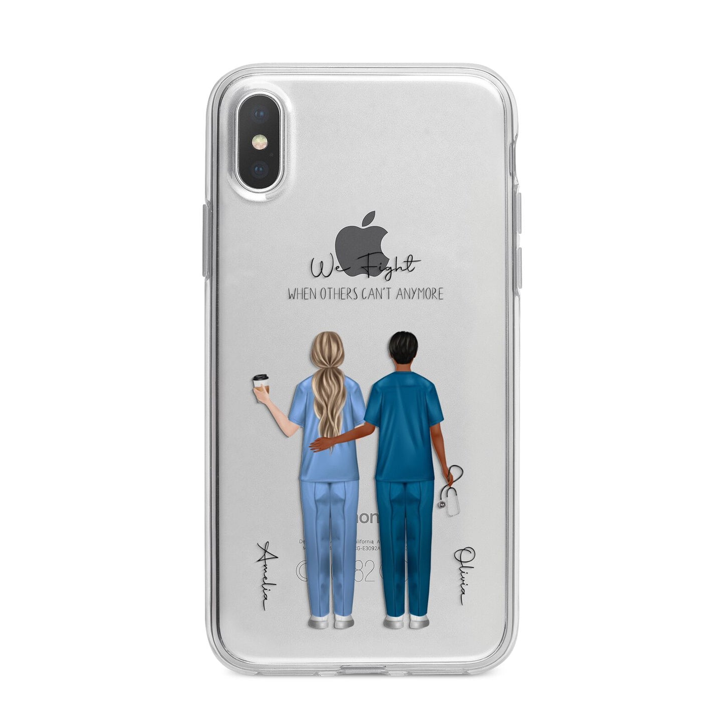 Personalised Two Nurses iPhone X Bumper Case on Silver iPhone Alternative Image 1