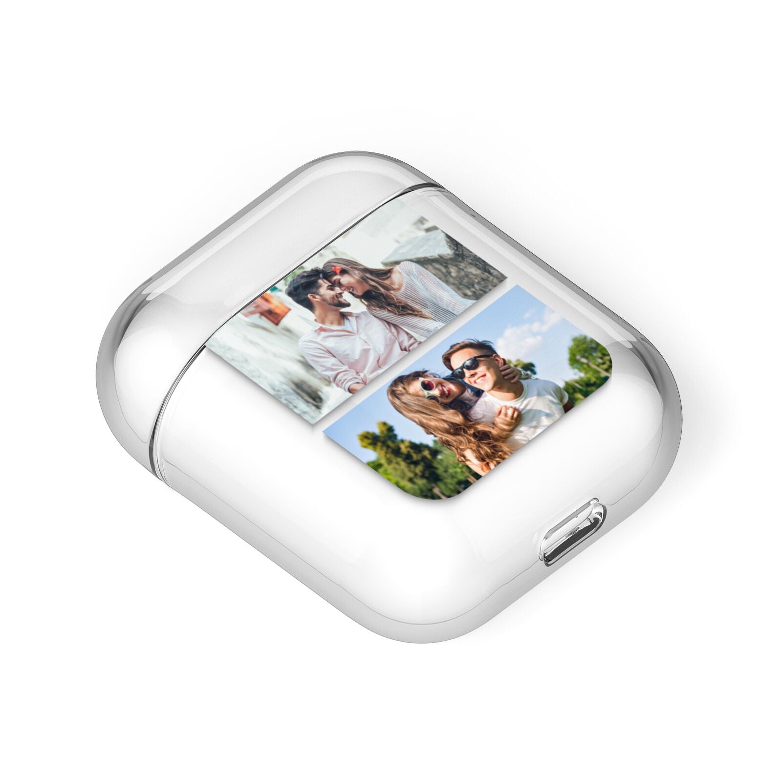 Personalised Two Photos Collage AirPods Case Laid Flat
