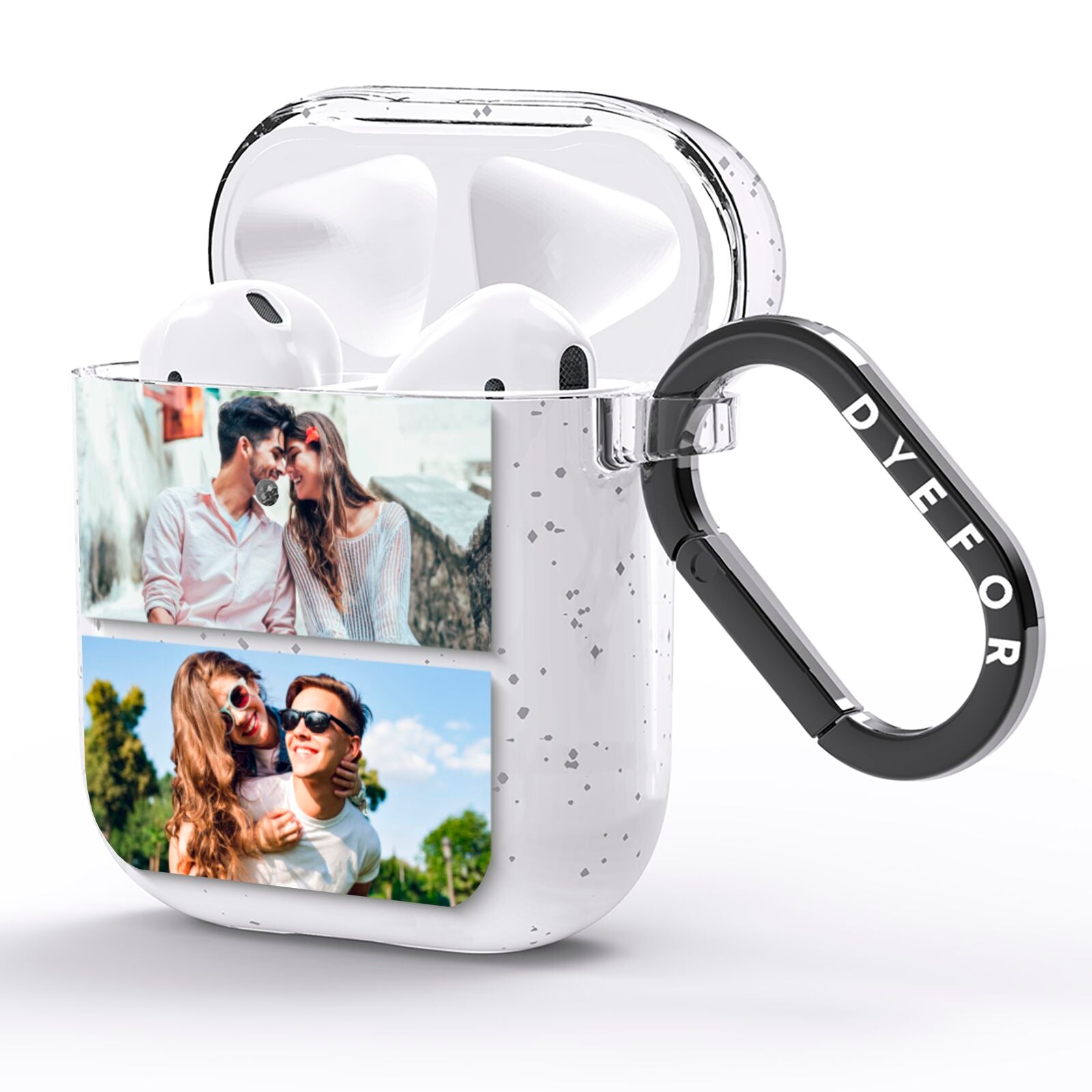 Personalised Two Photos Collage AirPods Glitter Case Side Image