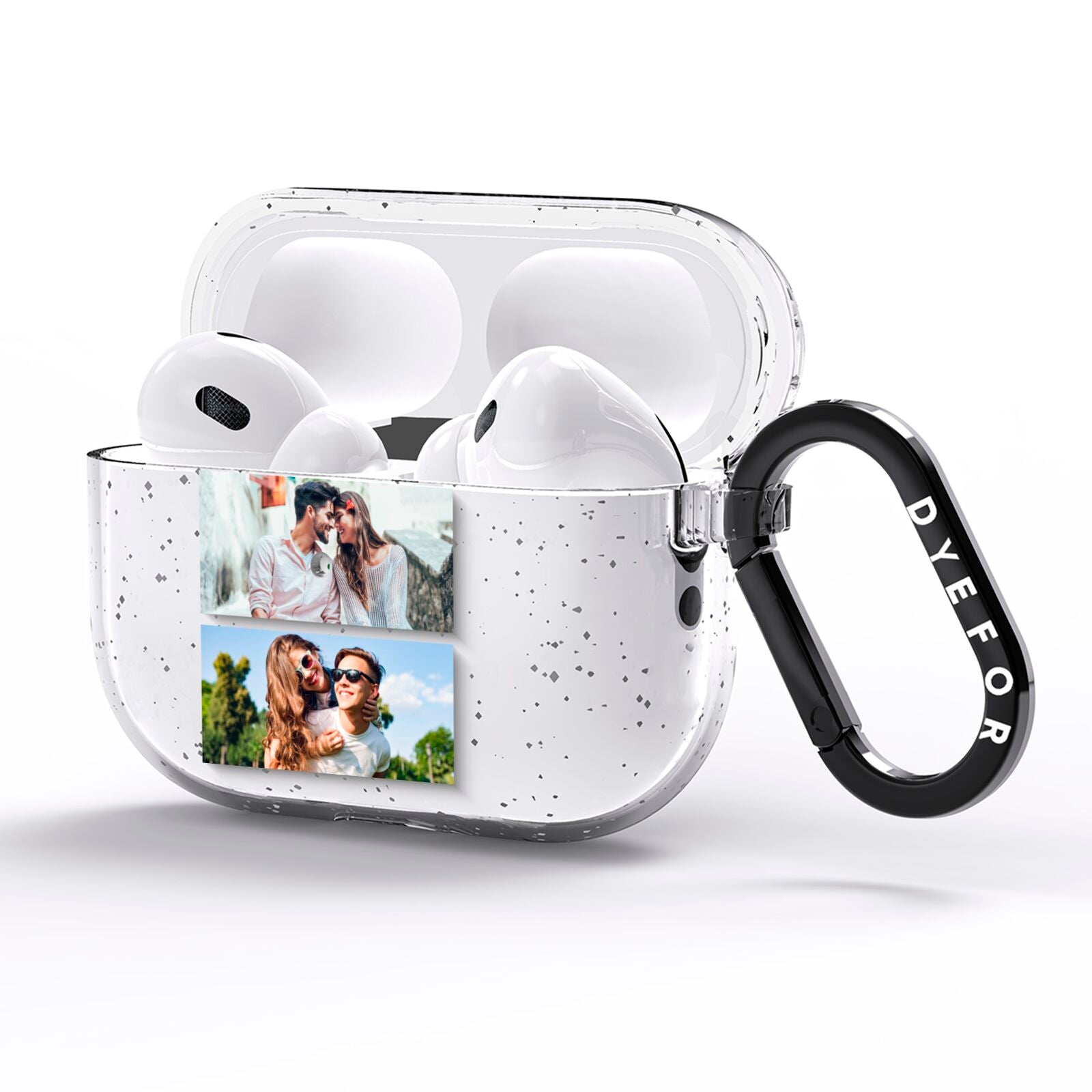 Personalised Two Photos Collage AirPods Pro Glitter Case Side Image